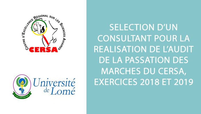 Sélection d’un consultant pour la réalisation de l’audit de la passation des marches du CERSA, exercices 2018 et 2019